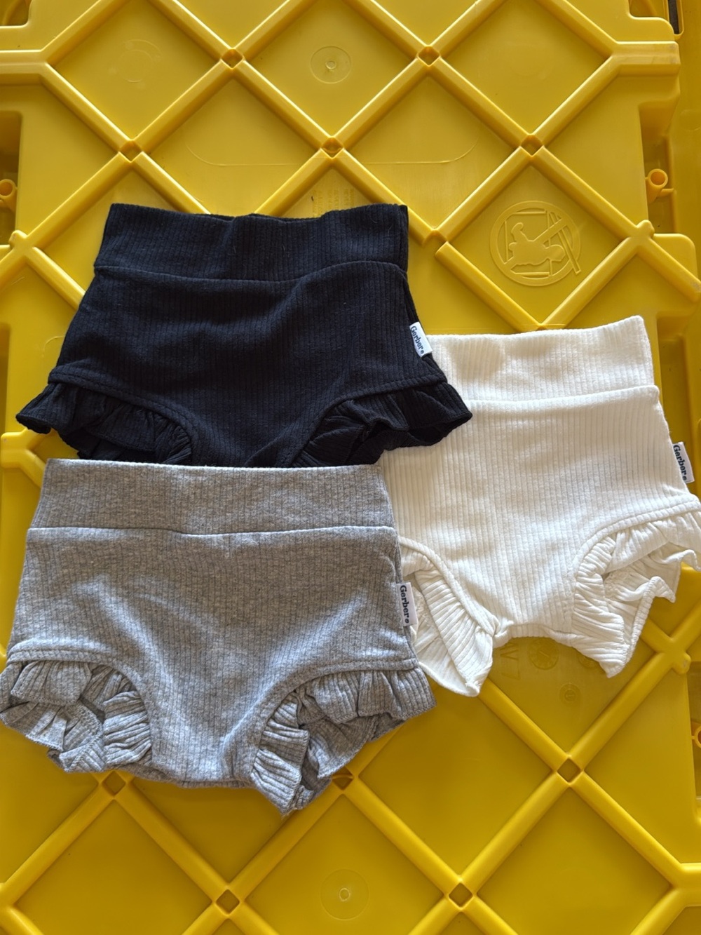 Gerber Ribbed Ruffle Bloomers - Black, Gray & White
